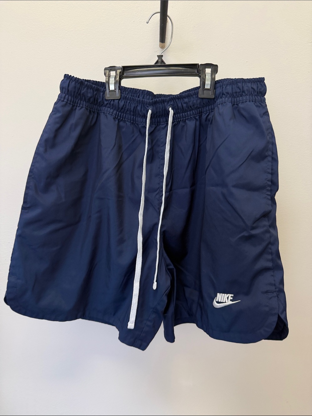 Nike Men’s Navy Athletic Drawstring Shorts with White Logo